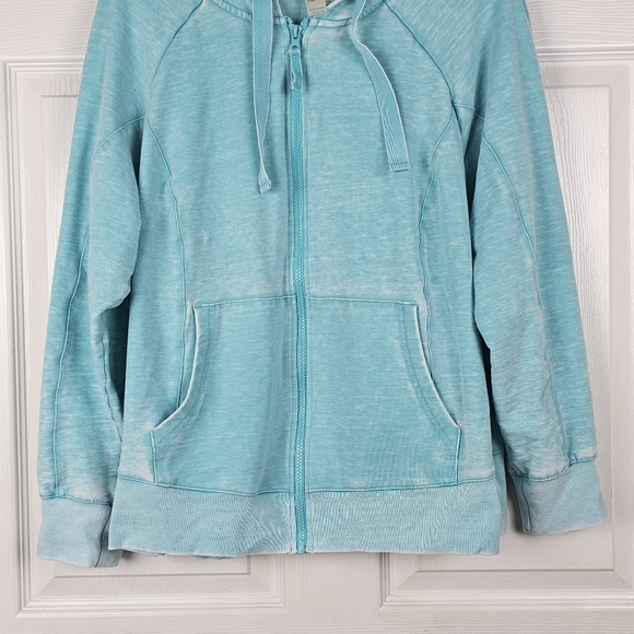 Green‎ Tea Mineral Wash Hoodie Jacket  Teal Green XXL Zip Up Pockets Layer - Picture 3 of 7